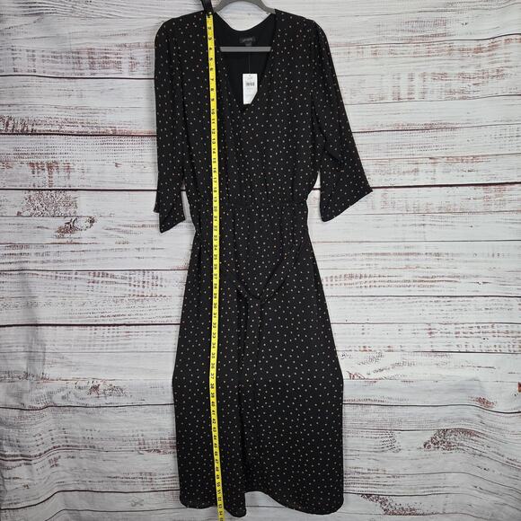 J. Jill Dresses & Skirts - J Jill Wearever Collection Midi Dress Size L Black Polka Dot Belted Lined NWT